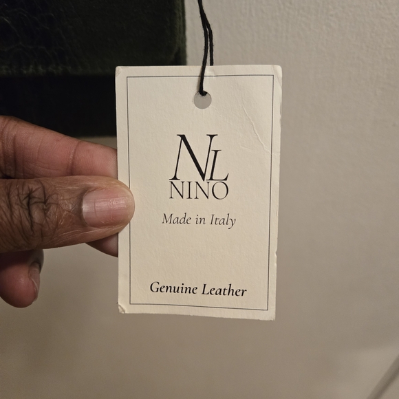 Nino Genuine Leather Green Crossbody Bag with Chain Handle Made in Italy - Picture 3 of 16